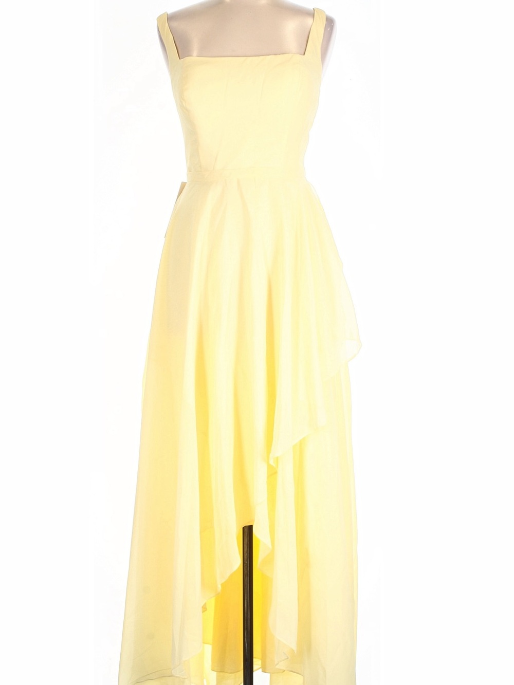 NWT Pale Yellow Chiffon High-Low Lace-Up Back Maxi Dress Size 12